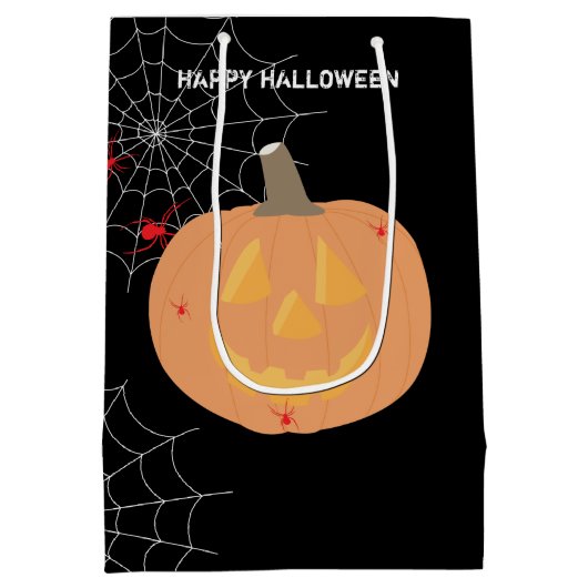 Halloween Pumpkin Happy Halloween Medium Cadeauzakje (Achterkant)