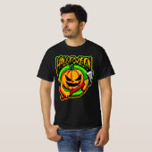 Halloween Pumpkin Head Ax Murderer T-Shirt (Voorkant volledig)