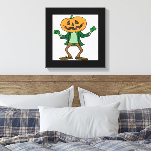 HALLOWEEN PUMPKIN HEAD CANVAS AFDRUK (Insitu (Slaapkamer))