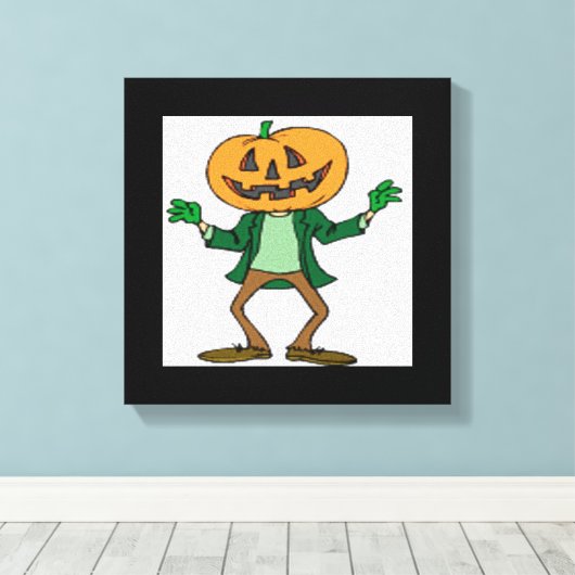 HALLOWEEN PUMPKIN HEAD CANVAS AFDRUK (Insitu (Houten vloer))