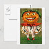 Halloween Pumpkin Head Girl Briefkaart (Voorkant / Achterkant)