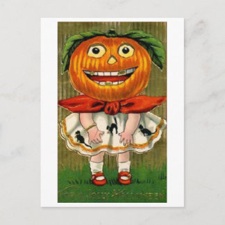 Halloween Pumpkin Head Girl Briefkaart