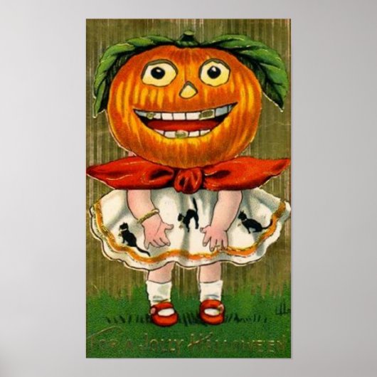 Halloween Pumpkin Head Girl Poster (Voorkant)