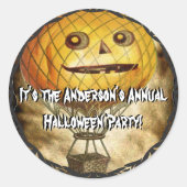 HALLOWEEN Pumpkin Head Hot Air ballon Ronde Sticker (Voorkant)