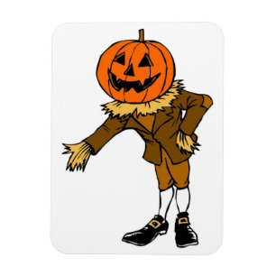 HALLOWEEN PUMPKIN HEAD SCARECROW PILGRIM MAGNEET
