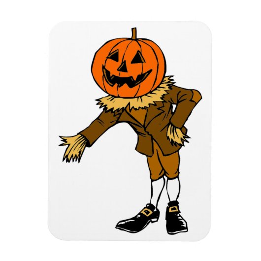 HALLOWEEN PUMPKIN HEAD SCARECROW PILGRIM MAGNEET (Verticaal)