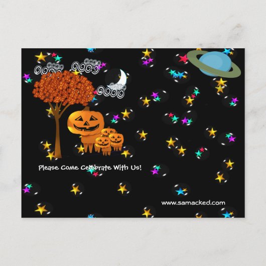 HALLOWEEN PUMPKIN HEADS Invitation Uitnodiging Briefkaart (Achterkant)