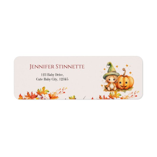 Halloween Pumpkin Herfst Baby shower retouradres Etiket (Voorkant)