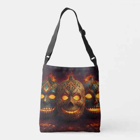 Halloween Pumpkin-hoofden Crossbody Tas (Achterkant)