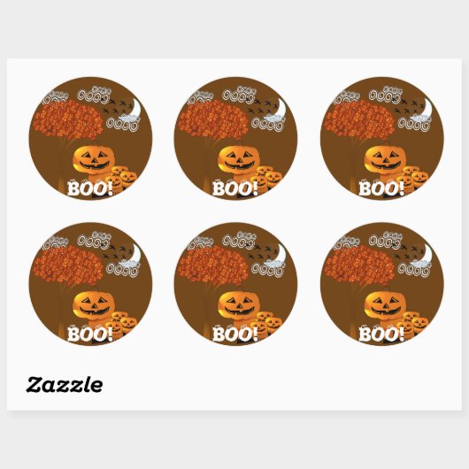 HALLOWEEN PUMPKIN-HOOFDEN RONDE STICKER (Vel)