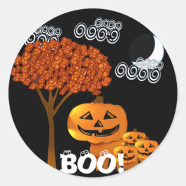 HALLOWEEN PUMPKIN-HOOFDEN RONDE STICKER