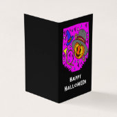 Halloween Pumpkin Horn Bat Classroom Exchange Card Visitekaartje (Buitenkant)