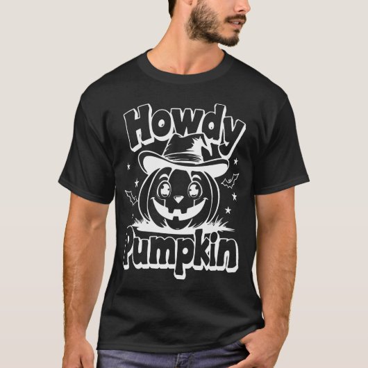 Halloween Pumpkin: Howdy Pumpkin Grappig T-shirt (Voorkant)