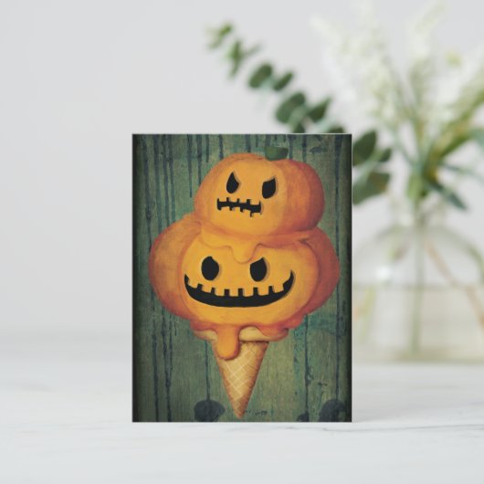 Halloween Pumpkin Ice Cream Cone Briefkaart (Staand voorkant)