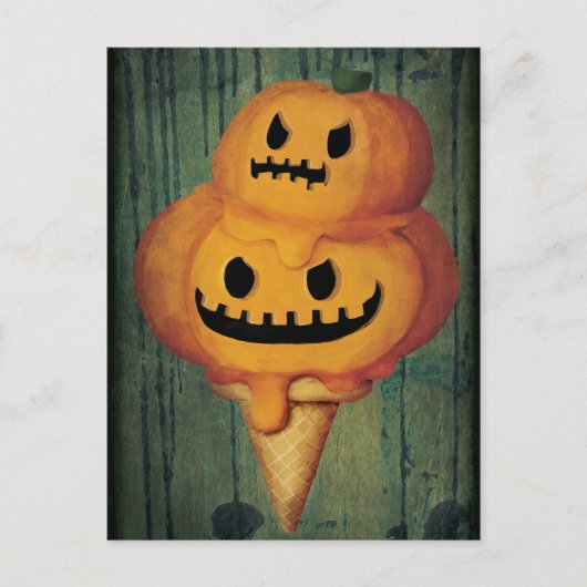 Halloween Pumpkin Ice Cream Cone Briefkaart (Voorkant)
