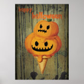 Halloween Pumpkin Ice Cream Cone Poster (Voorkant)