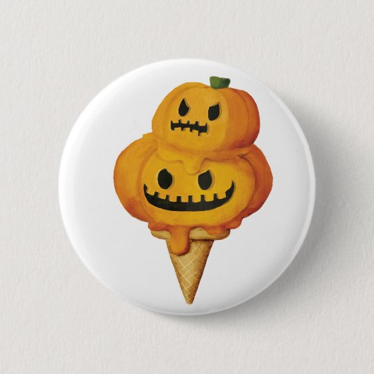 Halloween Pumpkin Ice Cream Cone Ronde Button 5,7 Cm (Voorkant)