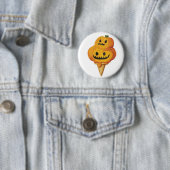 Halloween Pumpkin Ice Cream Cone Ronde Button 5,7 Cm (In situ)