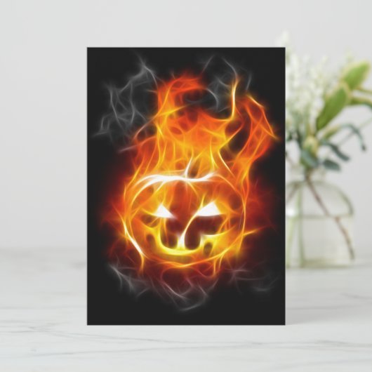 Halloween Pumpkin in Fire Kaart (Staand voorkant)