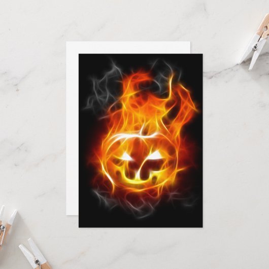 Halloween Pumpkin in Fire Kaart (Voorkant / Achterkant in situ)