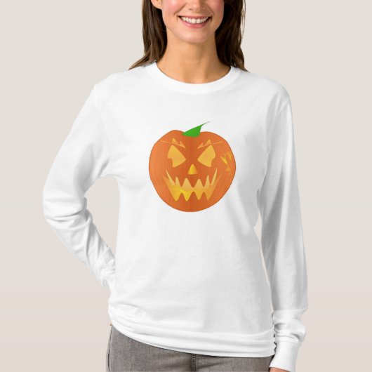 Halloween Pumpkin in White T-shirt (Voorkant)