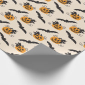 Halloween Pumpkin Jack O Lantern Bat Black Sinaasa Cadeaupapier (Hoek)