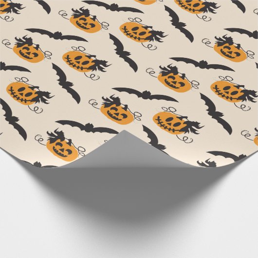 Halloween Pumpkin Jack O Lantern Bat Black Sinaasa Cadeaupapier (Hoek)