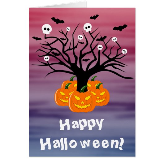 Halloween Pumpkin Jack O' Lantern Dead Tree (Voorkant)