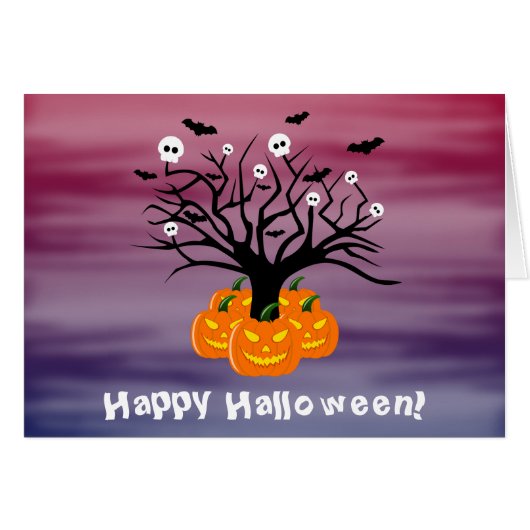 Halloween Pumpkin Jack O' Lantern Dead Tree (Voorkant Horizontaal)