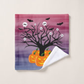 Halloween Pumpkin Jack O' Lantern Dead Tree Bad Handdoek (Wasdoekje)