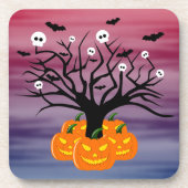 Halloween Pumpkin Jack O' Lantern Dead Tree Bier Onderzetter (Voorkant)