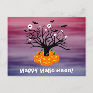 Halloween Pumpkin Jack O' Lantern Dead Tree Briefkaart