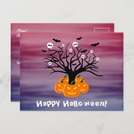 Halloween Pumpkin Jack O' Lantern Dead Tree Briefkaart (Voorkant / Achterkant)