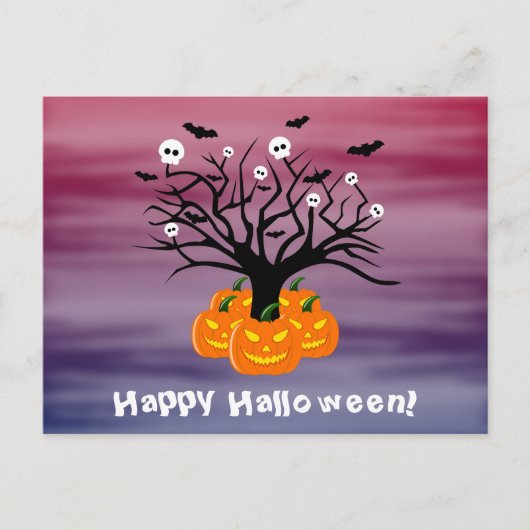 Halloween Pumpkin Jack O' Lantern Dead Tree Briefkaart (Voorkant)