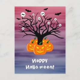 Halloween Pumpkin Jack O' Lantern Dead Tree Briefkaart