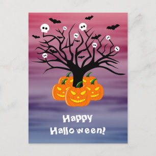 Halloween Pumpkin Jack O' Lantern Dead Tree Briefkaart