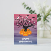 Halloween Pumpkin Jack O' Lantern Dead Tree Briefkaart (Staand voorkant)