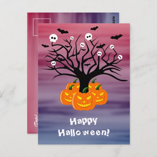 Halloween Pumpkin Jack O' Lantern Dead Tree Briefkaart (Voorkant / Achterkant)