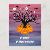 Halloween Pumpkin Jack O' Lantern Dead Tree Briefkaart (Voorkant)