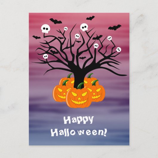 Halloween Pumpkin Jack O' Lantern Dead Tree Briefkaart (Voorkant)
