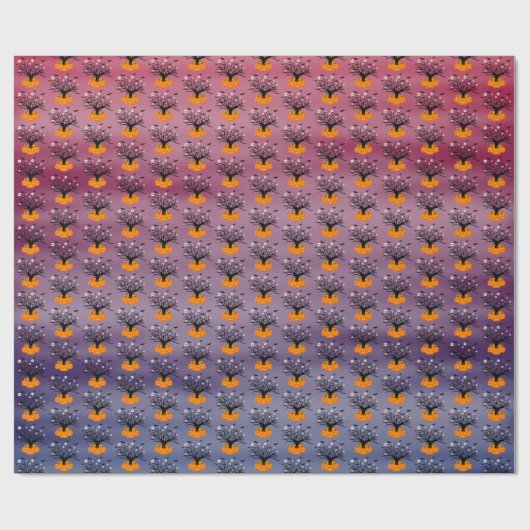 Halloween Pumpkin Jack O' Lantern Dead Tree Cadeaupapier (Vlak)