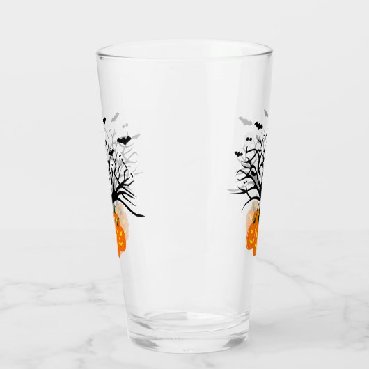 Halloween Pumpkin Jack O' Lantern Dead Tree Glas (Links)