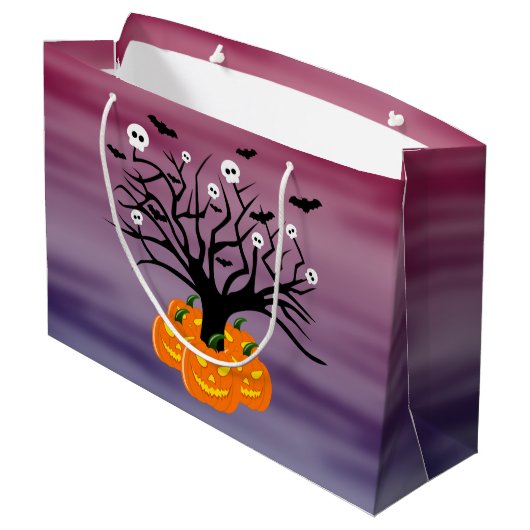 Halloween Pumpkin Jack O' Lantern Dead Tree Groot Cadeauzakje (Achterkant Gekanteld)