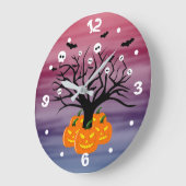 Halloween Pumpkin Jack O' Lantern Dead Tree Grote Klok (Hoek)