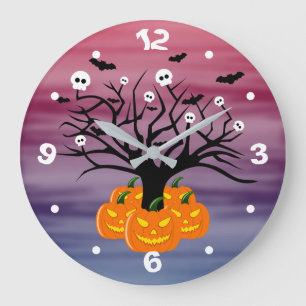 Halloween Pumpkin Jack O' Lantern Dead Tree Grote Klok