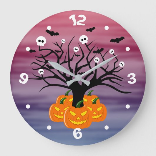 Halloween Pumpkin Jack O' Lantern Dead Tree Grote Klok (Voorkant)