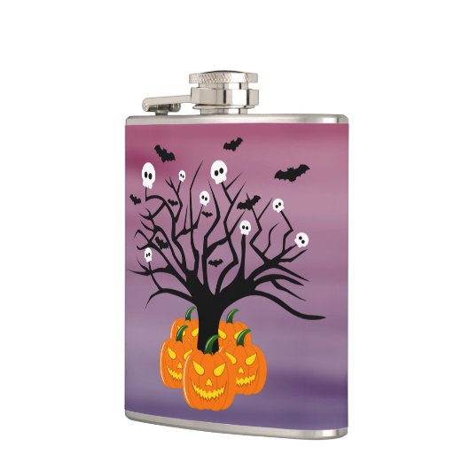 Halloween Pumpkin Jack O' Lantern Dead Tree Heupfles (Links)