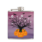 Halloween Pumpkin Jack O' Lantern Dead Tree Heupfles (Voorkant)