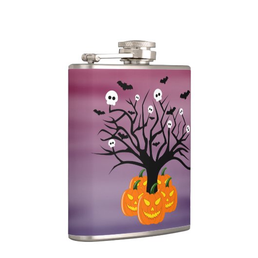 Halloween Pumpkin Jack O' Lantern Dead Tree Heupfles (Rechts)