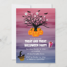 Halloween Pumpkin Jack O' Lantern Dead Tree Kaart